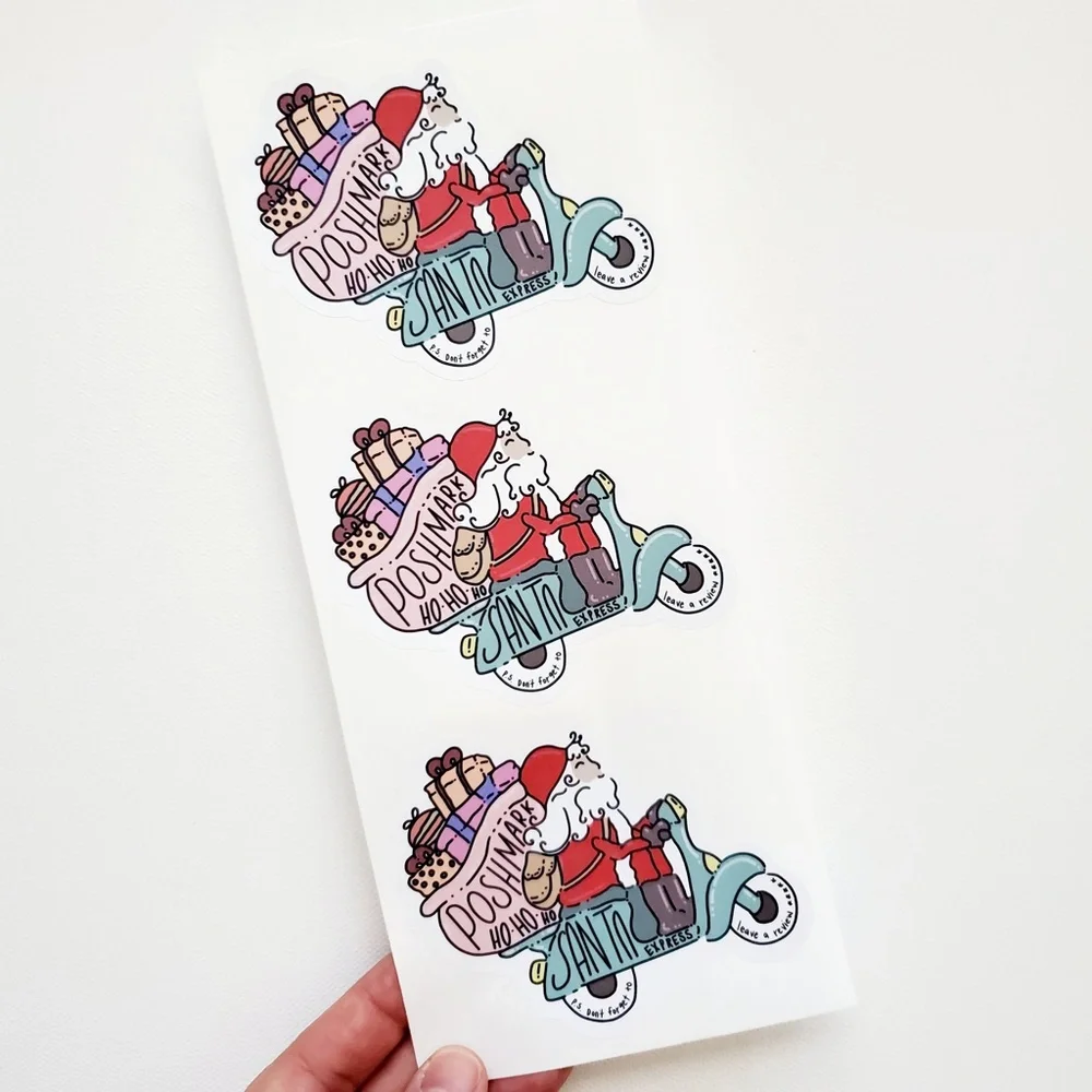 LB083 STICKERS Custom Poshmark Stickers Personalizable Santa Express Ho Ho Ho - Picture 3 of 6